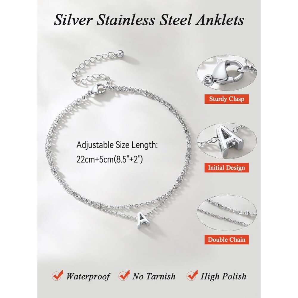 Adjustable Gold Plated Initial Anklet For Summer … - image 6